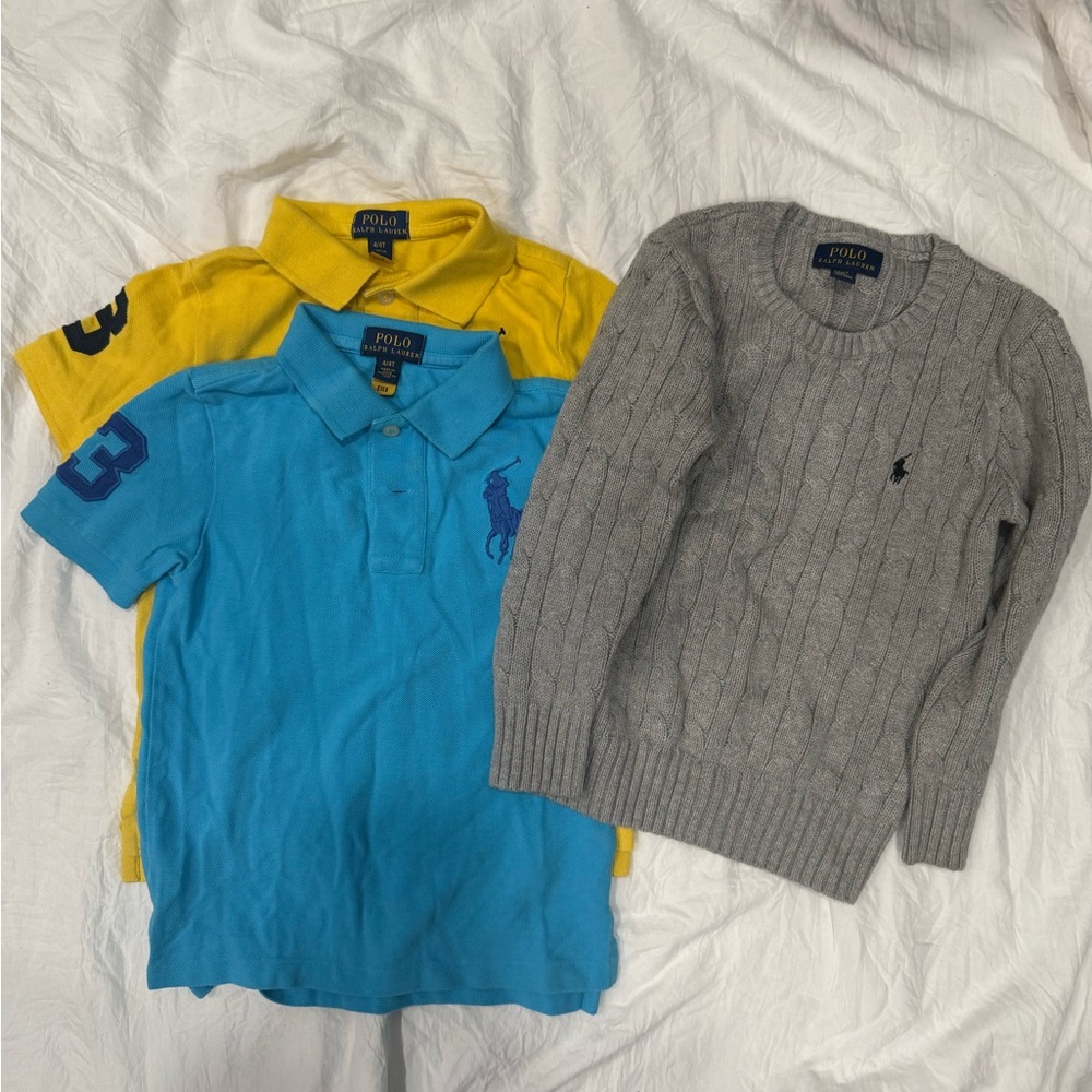 Polo Ralph Lauren Yellow and Blue Polo Shirts with Gray Sweater